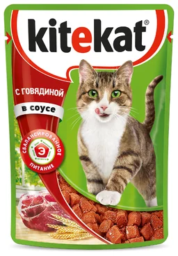 Влажный корм для кошек Сочная говядина в соусе Kitekat 85г